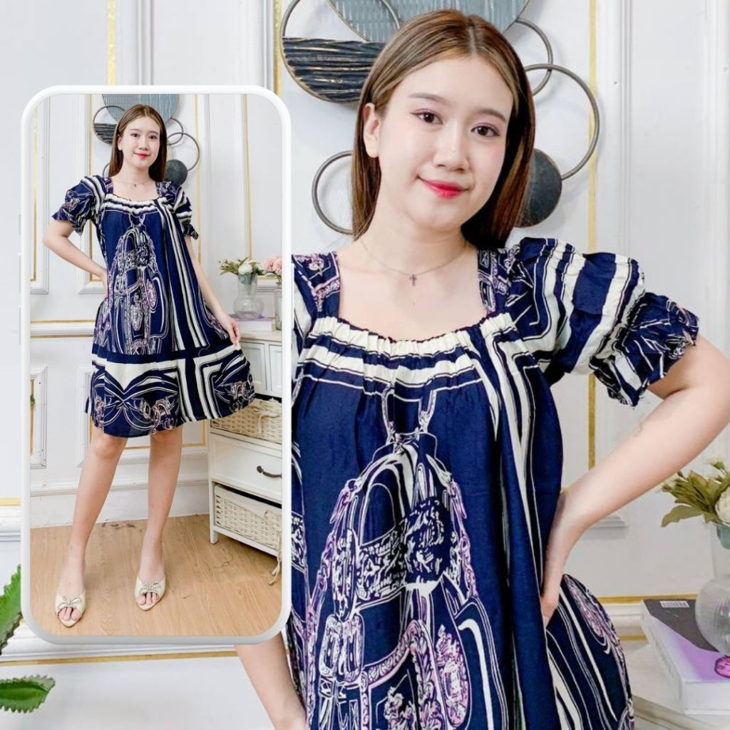 SHEILASTORE.ID Daster Enzy Busui Bumil Jumbo Rayon Viscose Motif Salur Viral