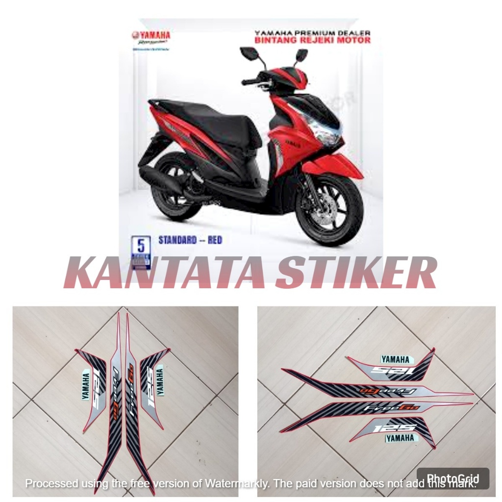 STIKER STRIPING LIS LES BODY MOTOR YAMAHA FREEGO 125 2024 MERAH STANDAR FULL SET