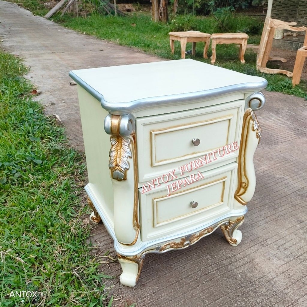 Meja nakas laci kayu jati nakas ukiran