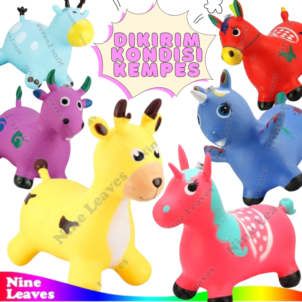 Mainan Jumping Animal Kuda Kudaan Karet Tunggangan Binatang Karet Kuda Karet Sapi Kuda Unicorn Rusa 
