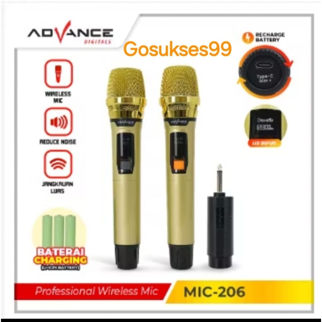 Microphone Wireless Advance mic 206 double microphone