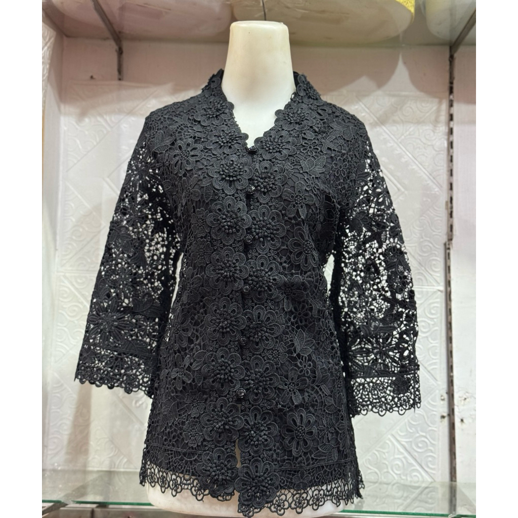 BLOUSE ATASAN FULL BROKAT LAUREN KHUSUS WARNA HITAM