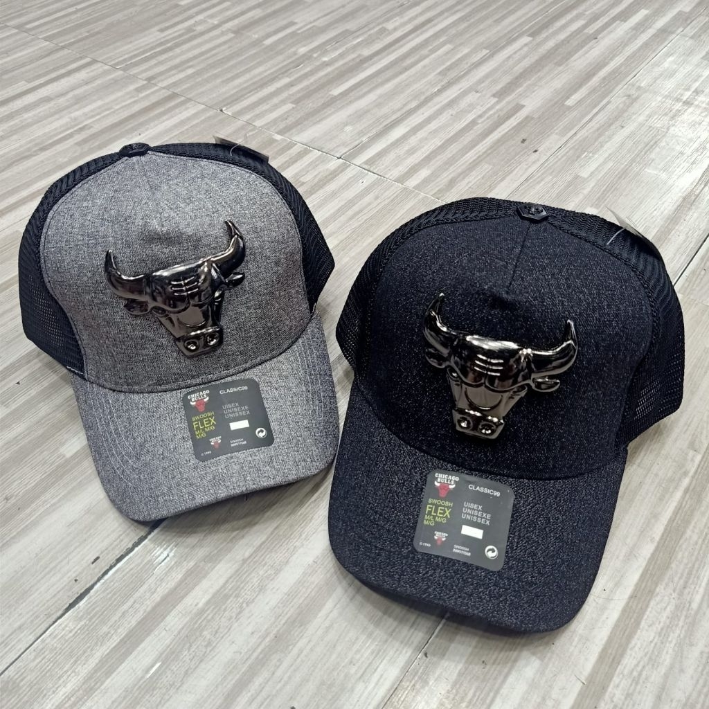 topi Trucker Bulls topi baseball jaring premium import