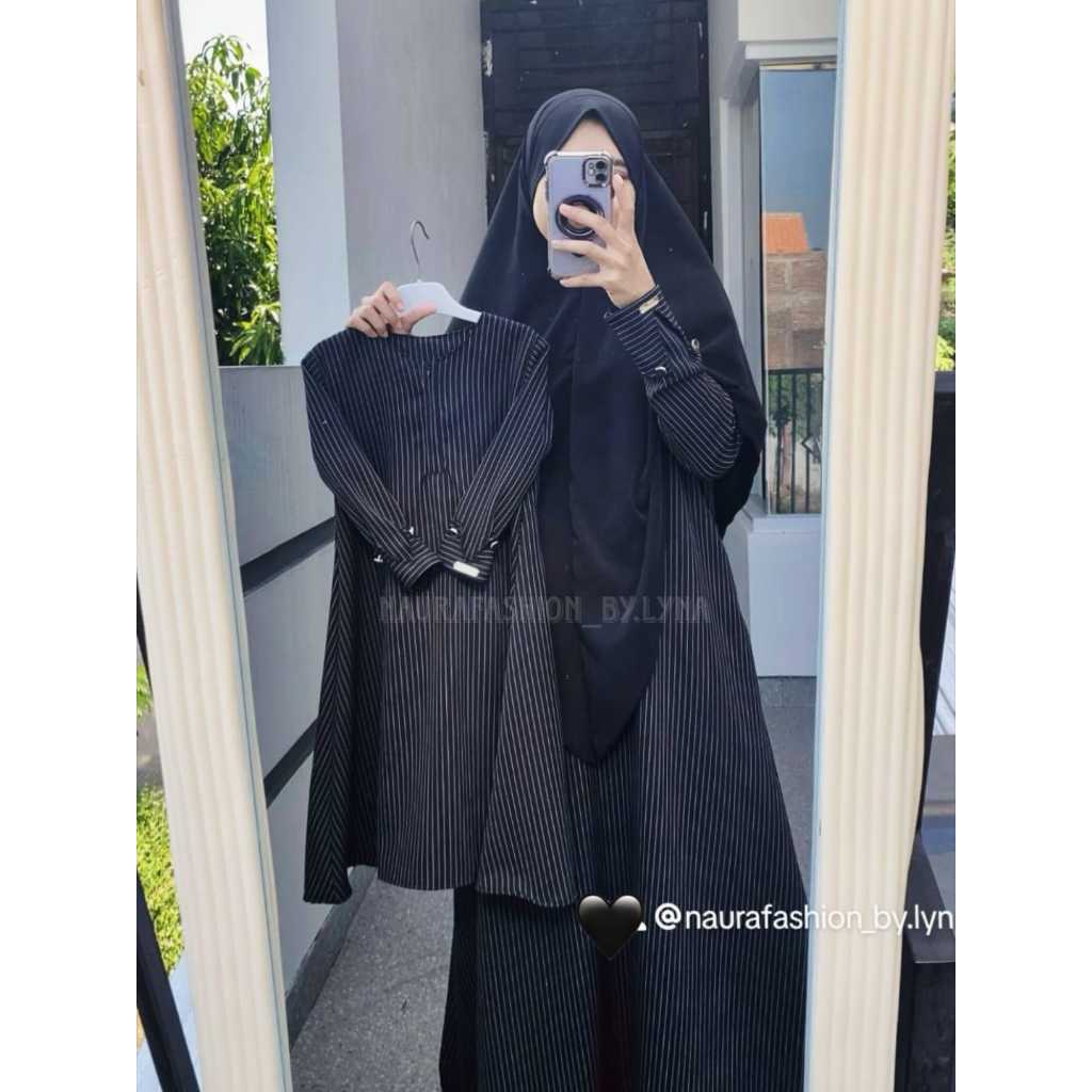SELINA Gamis tanpa hijab ibu dan anak 3-15th motif salur HARGA SATUAN