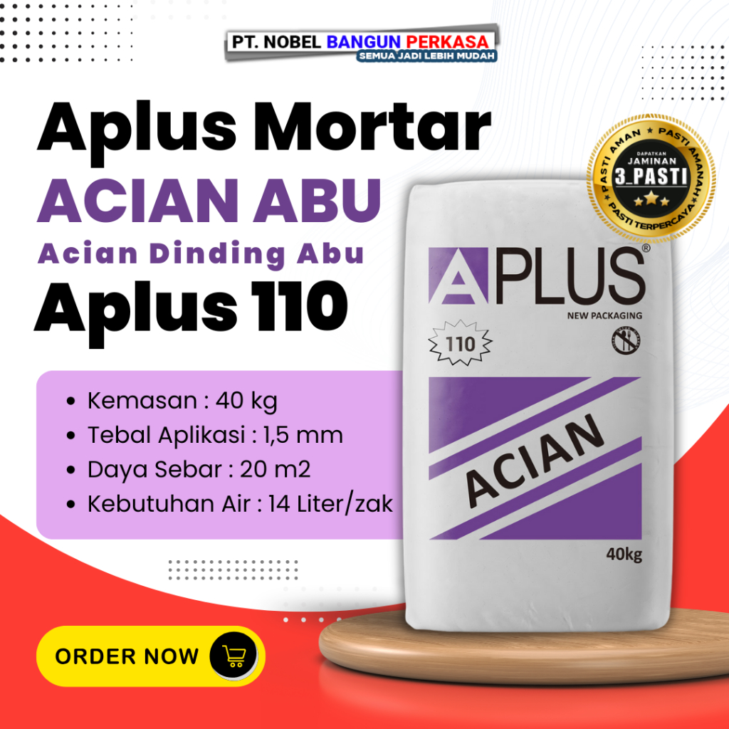 Semen Mortar Aplus Acian Abu 40kg Aplus 110