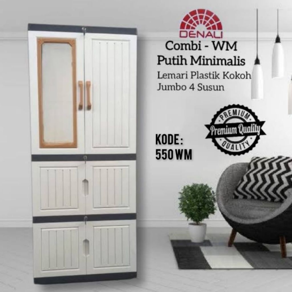 Lemari Plastik Jumbo Susun 4 Full Kunci