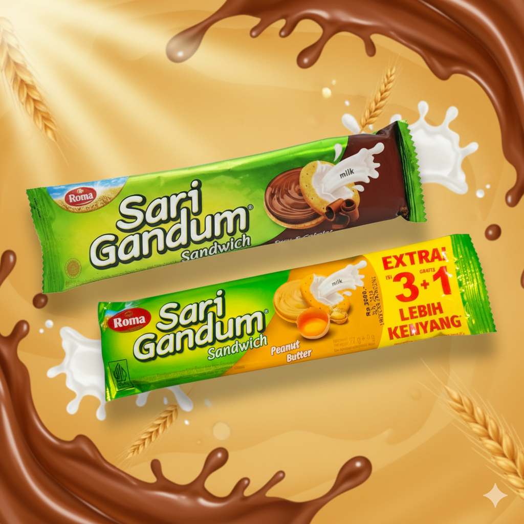 ROMA SARI GANDUM SANDWICH 36gr BISKUIT RENYAH ENAK SEHAT MAYORA SNACK KILOAN GROSIR TERMURAH MAKANAN