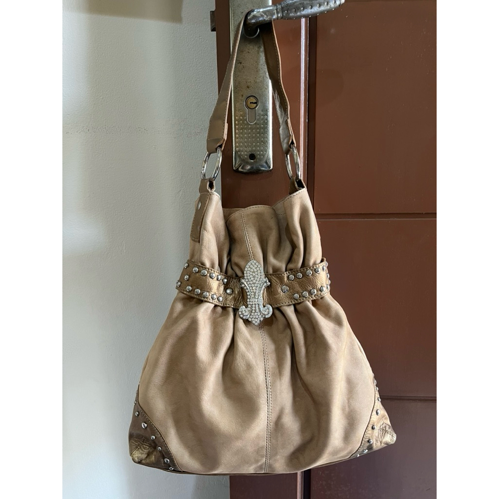 Tas Preloved Hobo Bag Shoulder Bag Nubuck Kulit Asli