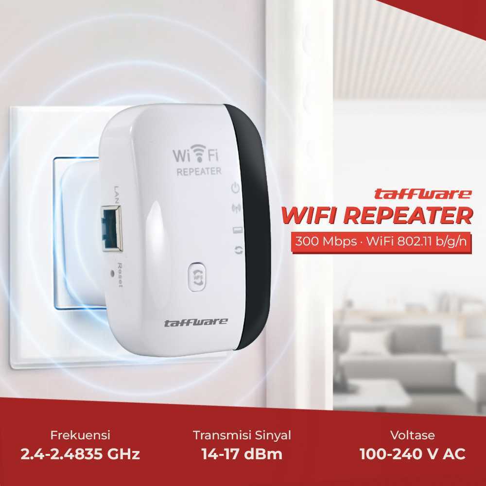 Taffware Wireless-N WiFi Repeater 300Mbps - MT02 Penguat Sinyal WiFi Repeater Extender Booster 300Mb