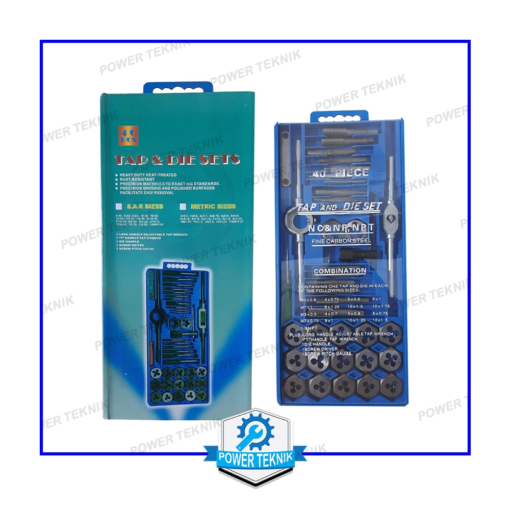 Alat Snai dan Tap Ulir Mur Baut Tap Die Set 40 Pcs Alat Senai