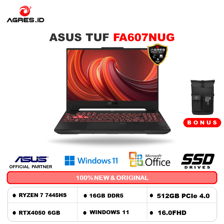 ASUS TUF A16 FA607NUG RYZEN 7 7445HS RTX4050 6GB/ 16GB 512GB W11+OHS 16.0 FHD+ IPS
