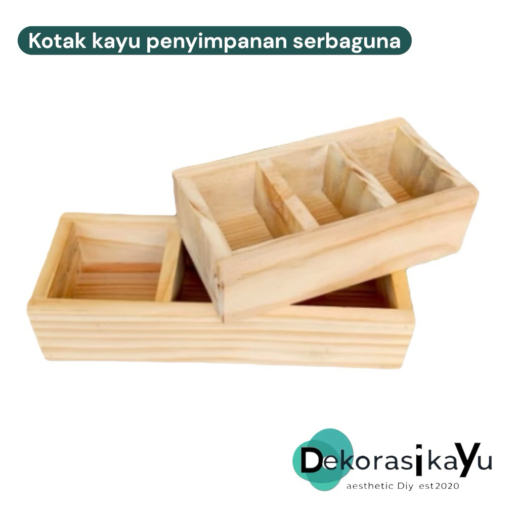 wooden storage box full kayu kotak penyimpanan serbaguna minimalis aesthetic / rak organizer meja ta