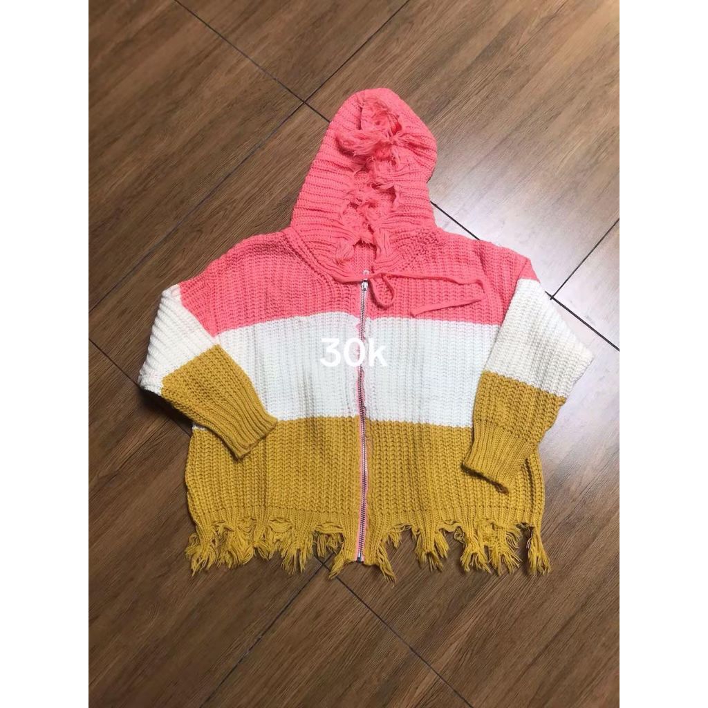 preloved one set (inner dress jeans + outer rajut)