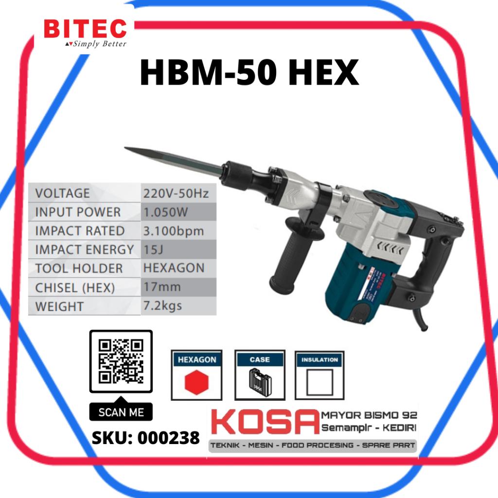 BITEC HBM50HEX HBM 50 HEX Mesin Bobok Beton Jack Hammer
