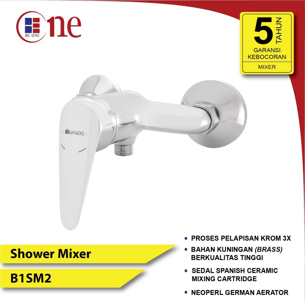 Keran shower mixer panas dingin kuningan berlapis krom BE-ONE B1SM2 kran air