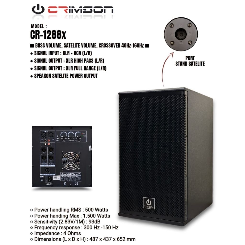 Subwoofer Aktif Crimson 12inch CR 1288X 500 Watt Kualitas Bagus