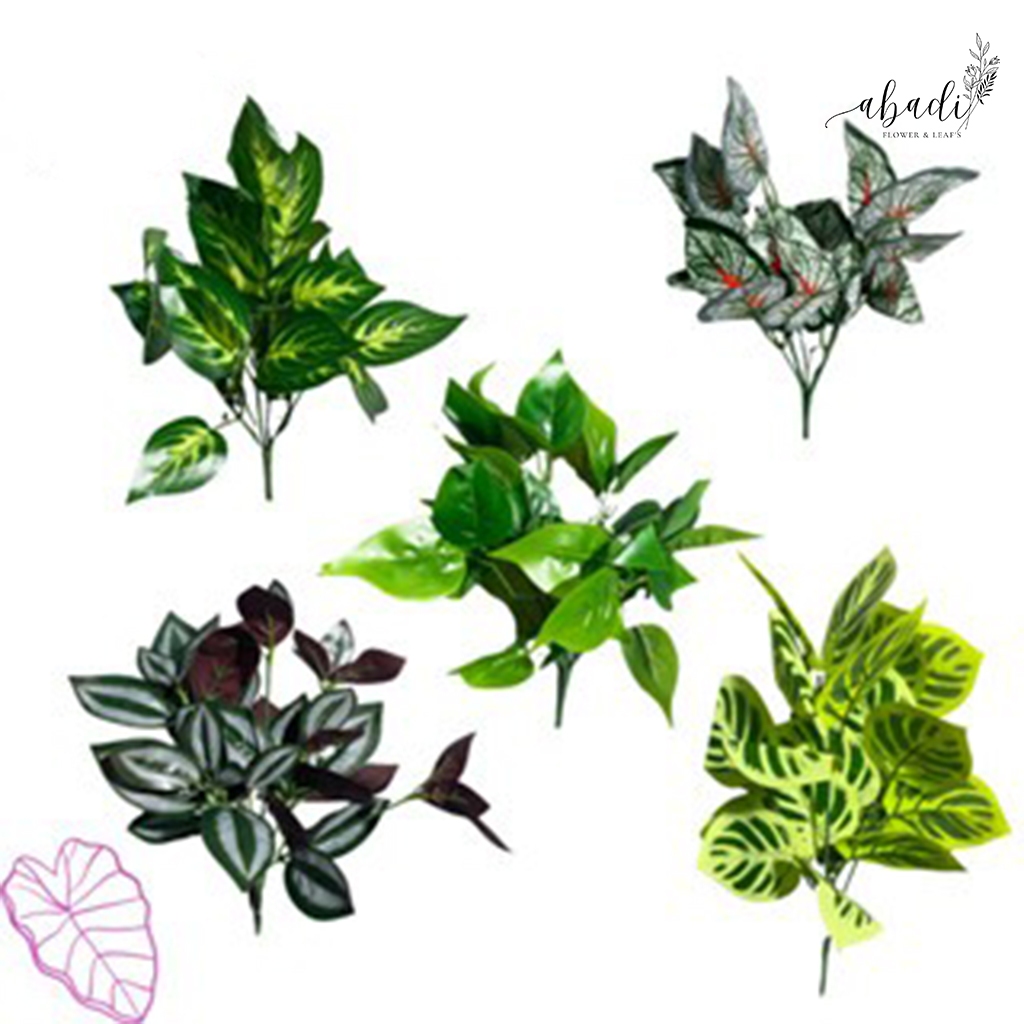 Tanaman Hias Palsu Tanpa Pot Daun Keladi Plastik Bunga Artificial Dekorasi Ruangan / CZ-016
