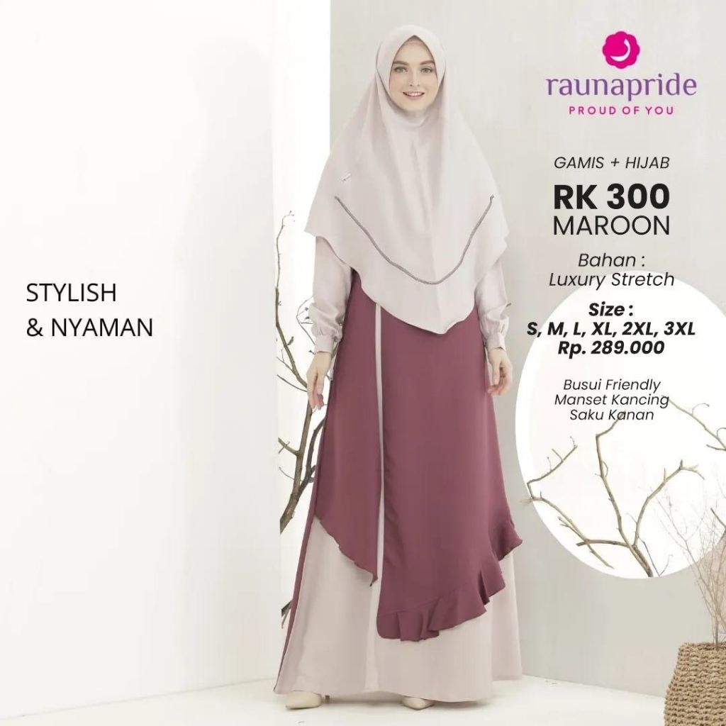 Rauna Gamis Dewasa Syar'i | Gamis Rauna Include Hijab/ Jilbab |RK 55|RK 67 - RK 68|RK 104|RK 132|RK 