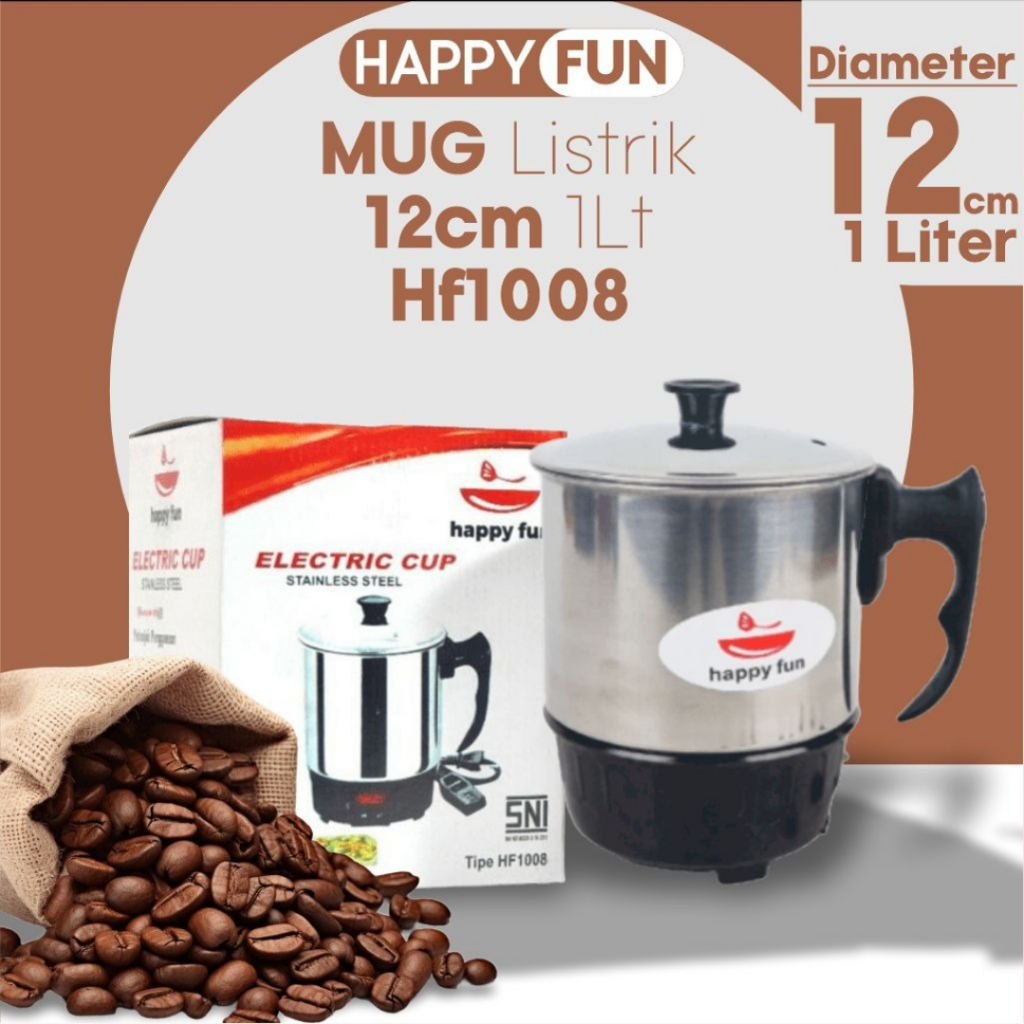 Mug Listrik / Mug Elektrik /Teko Listrik Stainless Steel Happy Fun