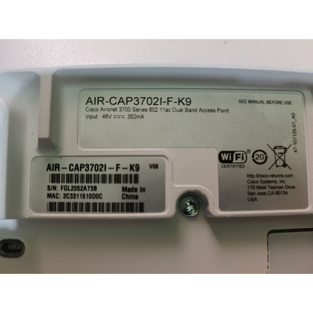 Cisco Access Point AIR-CAP3702I-F-K9 Cisco 3700 Series Plus Dus