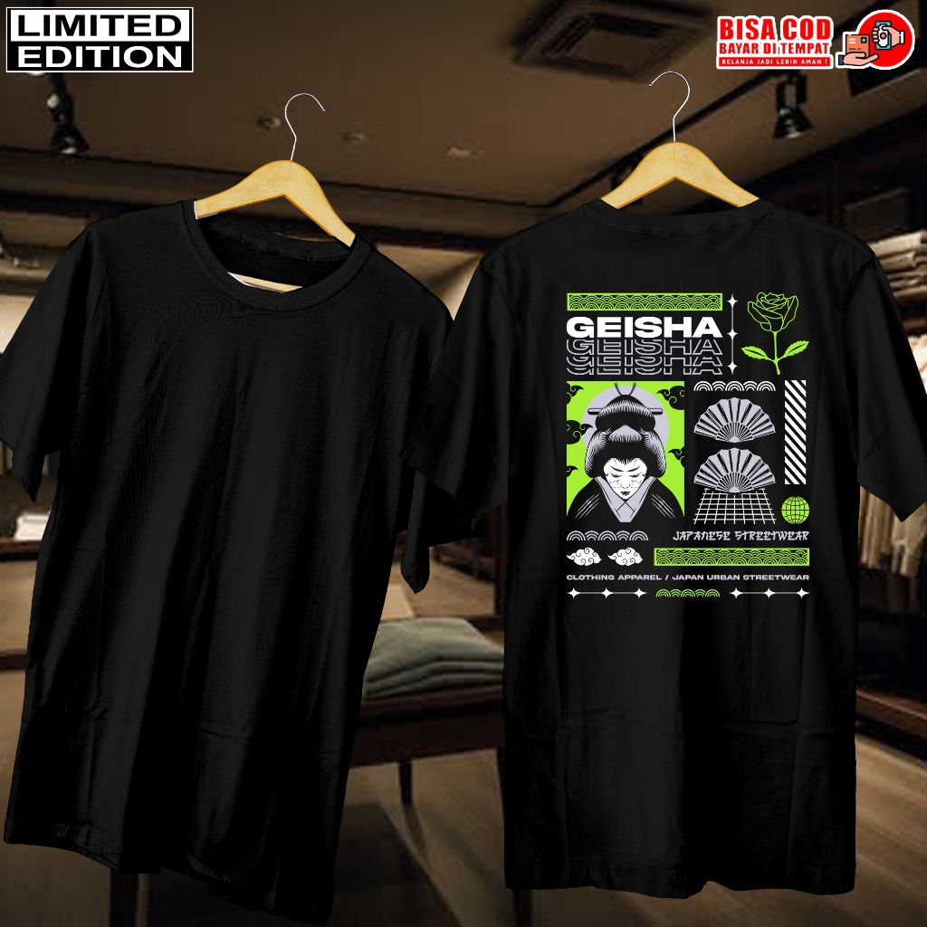 KAOS DISTRO HITAM JEPANG | BAJU KAOS PRIA WANITA | KAOS JEPANG GEISHA| DISTRO KAOS PRIA WANITA | KAO