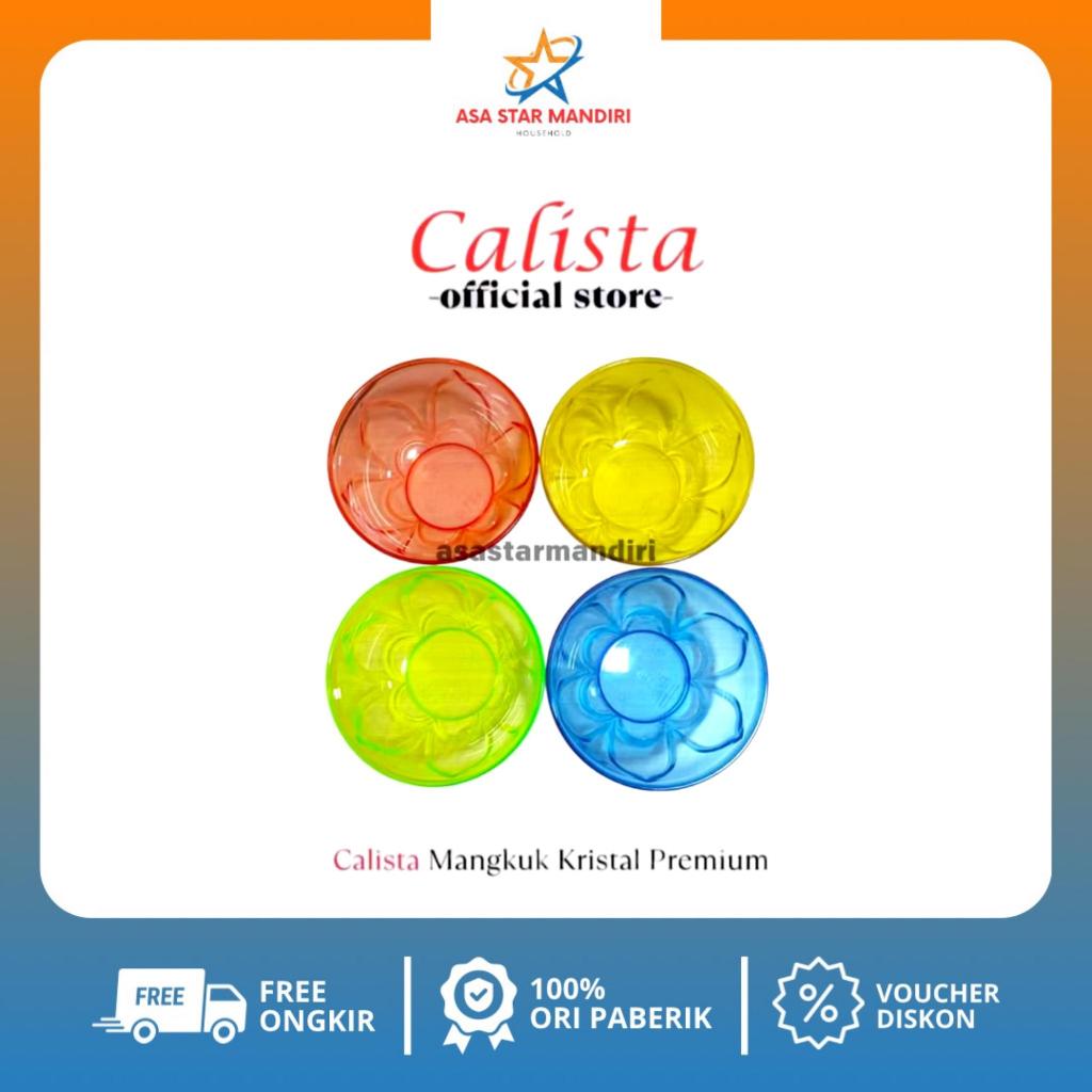 Mangkok Calista Bunga Cristal Paket Isi 4pcs/Mangkok Plastik Bening/Mangkuk Transparan/Mangkok Sop P