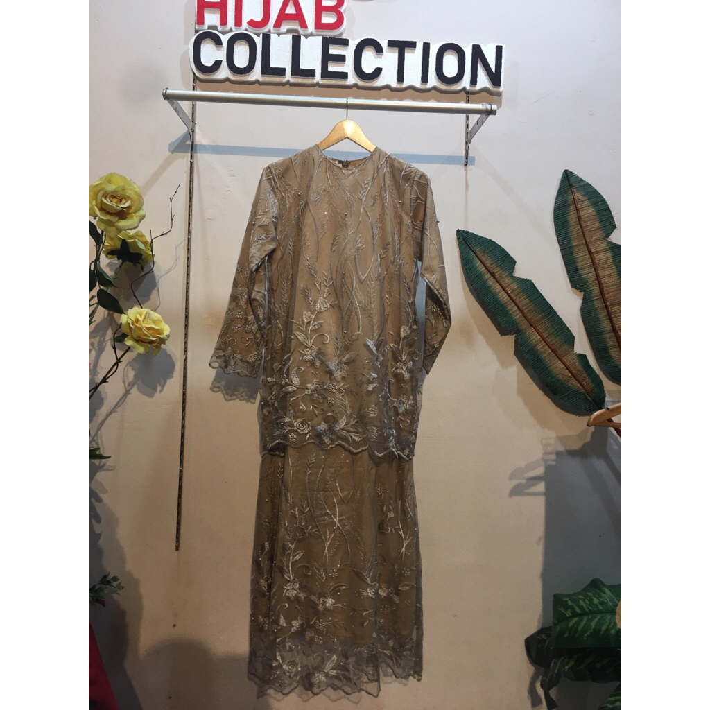 Gamis Tile Susun Warna Coklat Susu Cantik Poll