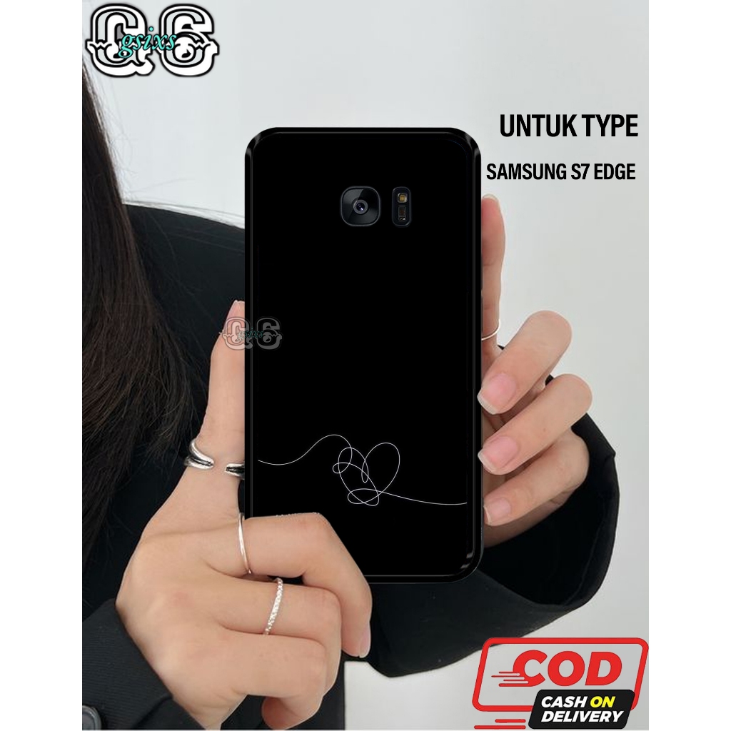 Casing Case Hp Samsung S7 Edge [ MOTIF LOVE BLACK ] Aneka casing, case, kondom hp, custom case, case