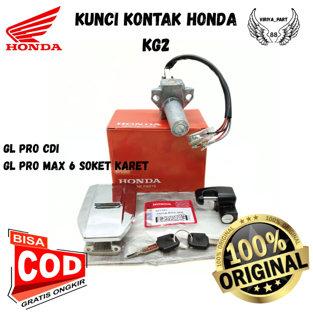 ASLI ORIGINAL KUNCI KONTAK HONDA AHM KG2 GL PRO CDI GL PRO MAX 6 SOKET KARET