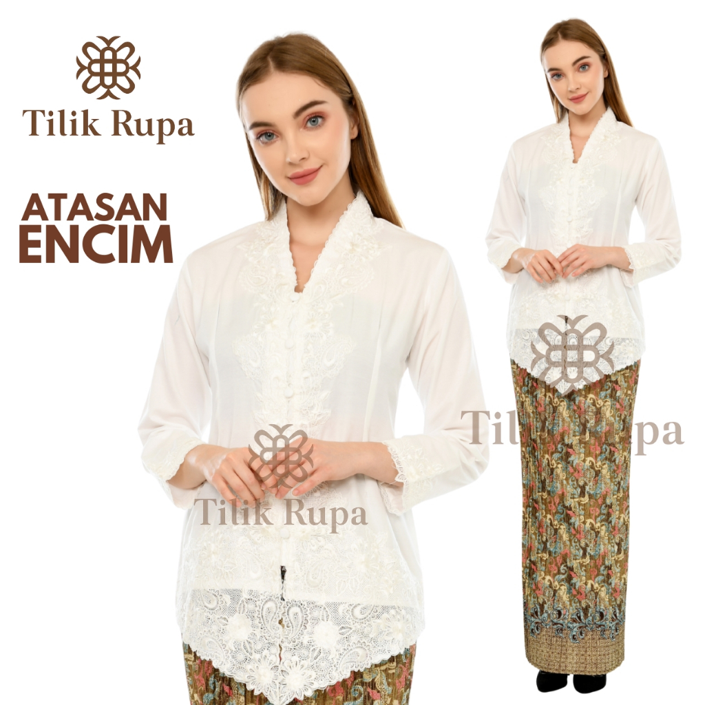 Tilik Rupa - Kebaya Encim Putih Tulang Bordir Modern Atasan Wanita Jumbo Big Size Bisa COD Realpict 