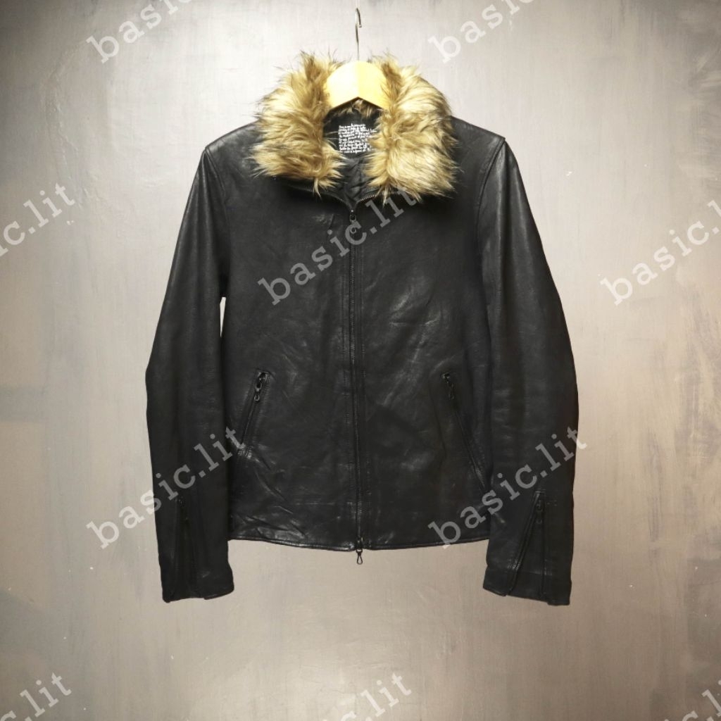 Nano universe fur biker leather jacket