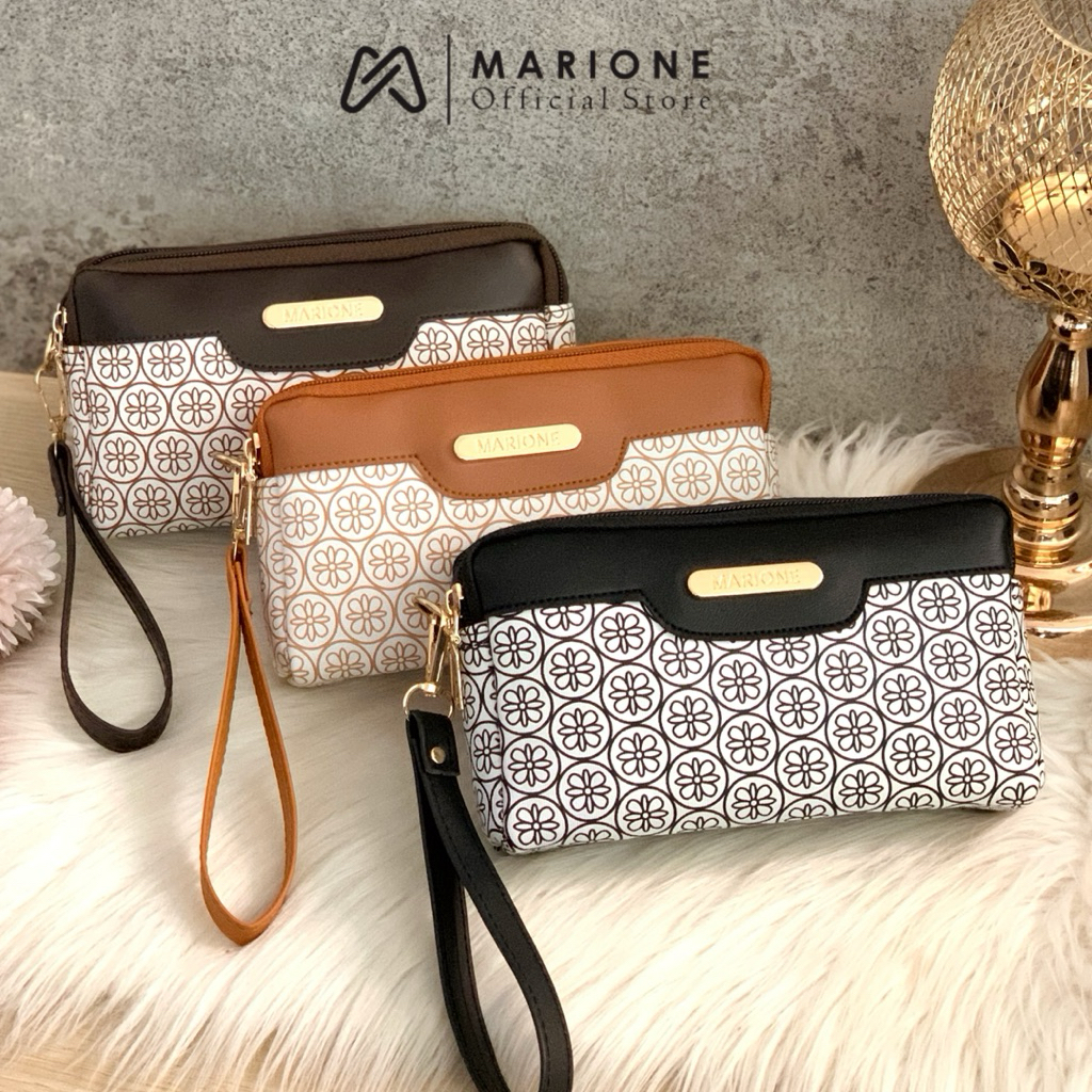 MARIONE - CUCUMBER Dompet Wanita Dompet Uang Dompet Koin Kotak 2 Resleting 2 Ruang Dompet Panjang Mu