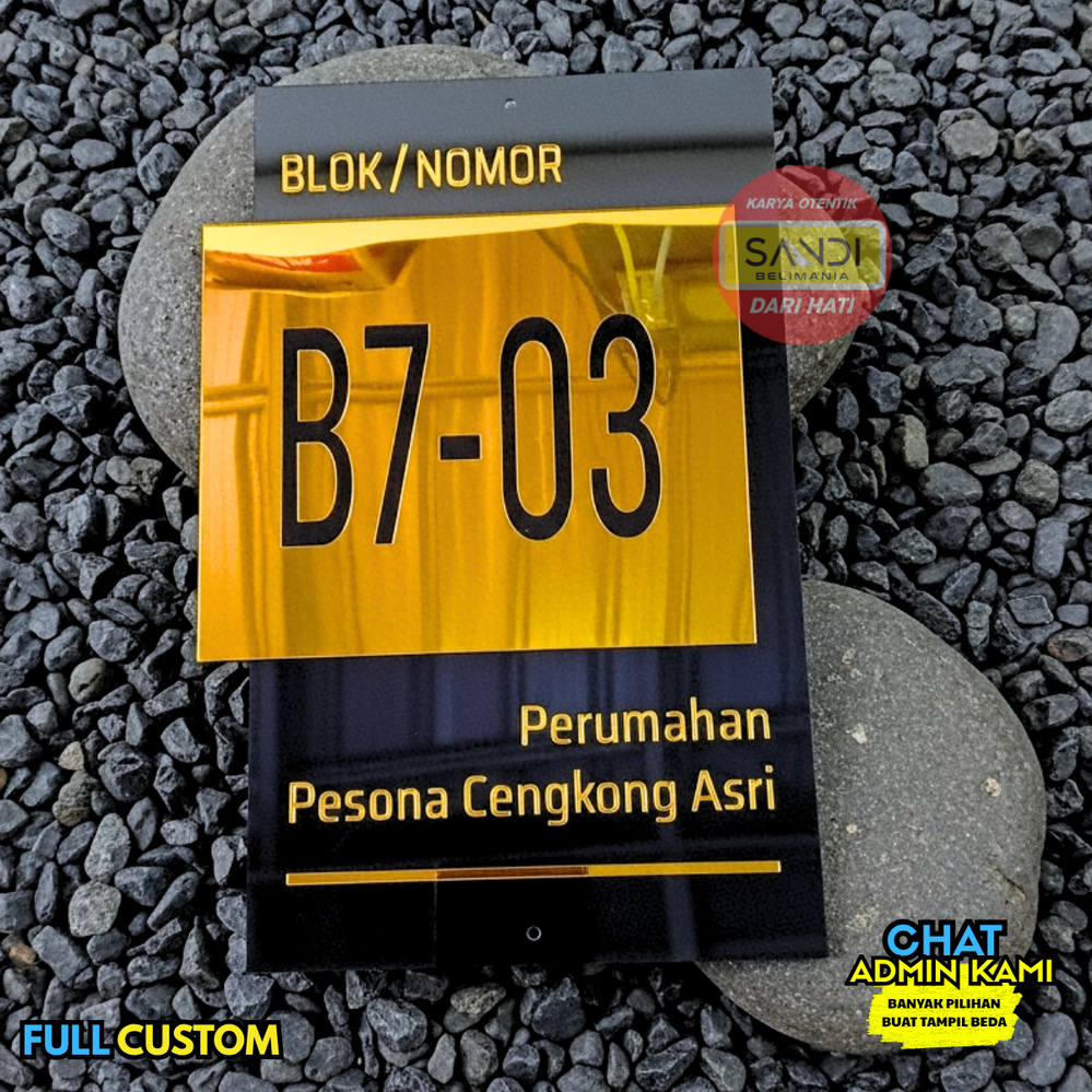 Custom Nomor Rumah Acrylic Alamat Rumah Akrilik GOLD