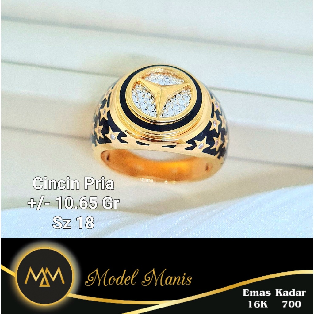 Model Manis Gold - Cincin Pria Star Kuning - Emas 16k  700