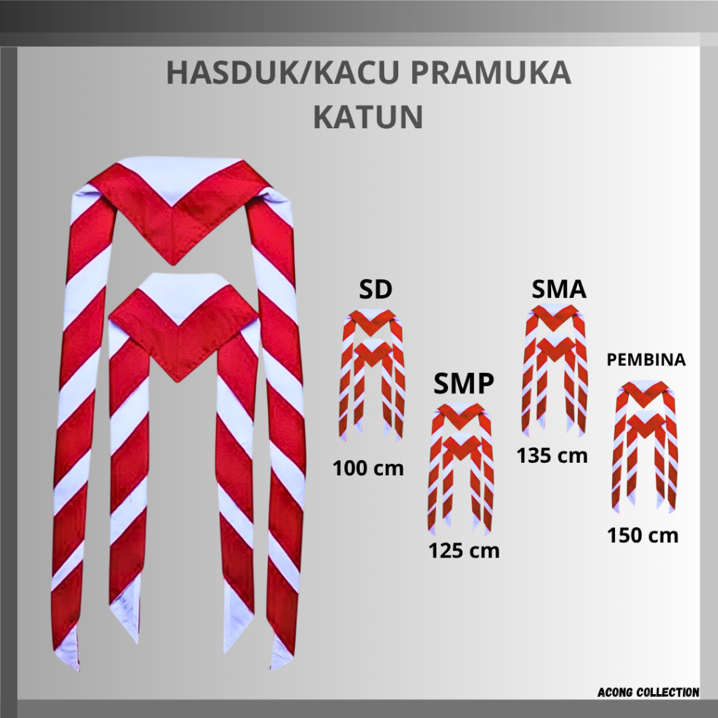 Kacu Pramuka Hasduk Panjang Katun Halus - Lembut, Ecer SD SMP SMA Penggalang Pembina