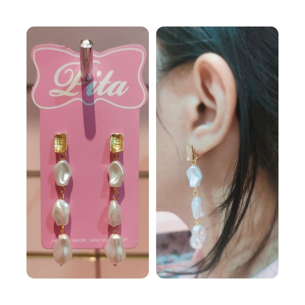 aksesoris anting mutiara juntai