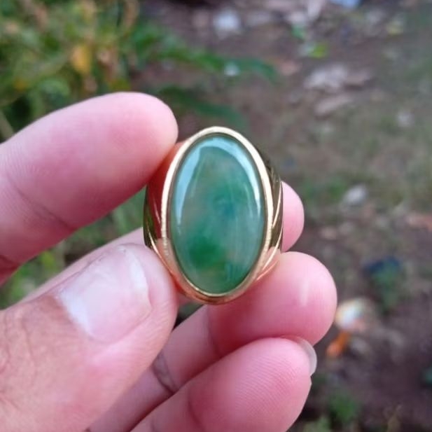 Natural cincin idocrase lumut totol sayur size 8,5