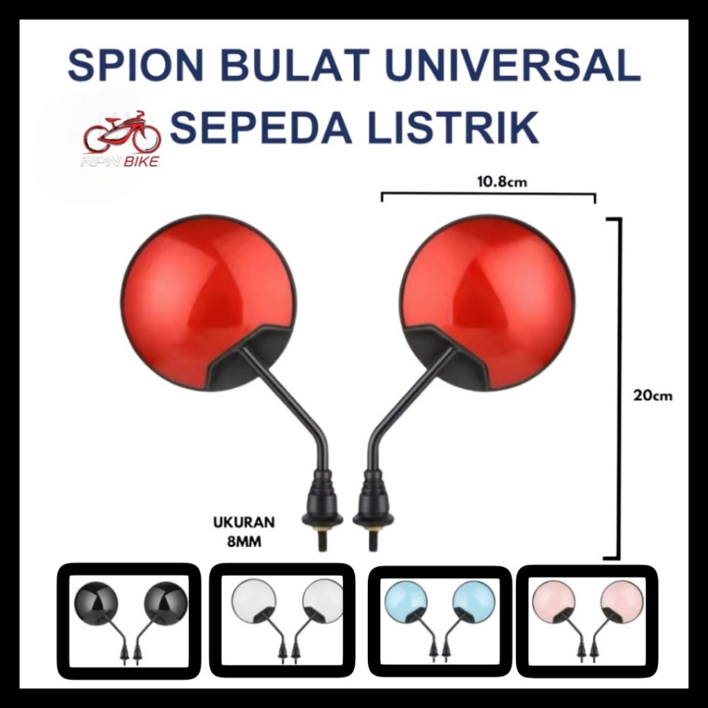 spion sepeda listrik as pendek varian warna / spion bulat sepeda selis