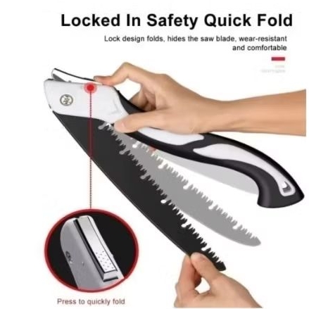 GERGAJI LIPAT PORTABEL 53cm Hitam - Gergaji Lipat Portable Multifungsi Super Tajam - Gergaji Pohon G