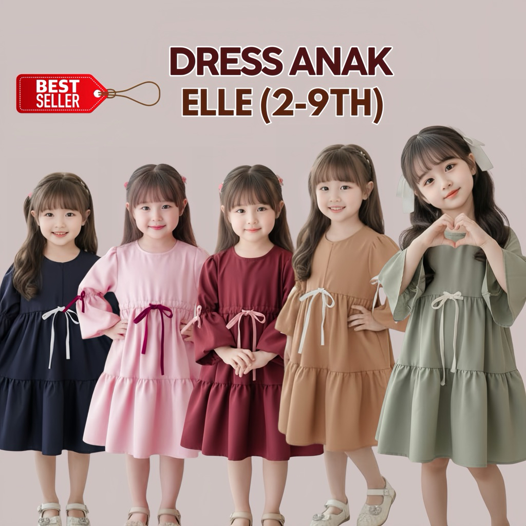 BAJU ANAK KOREAN DRESS TUNIK ANAK ELLE KATUN