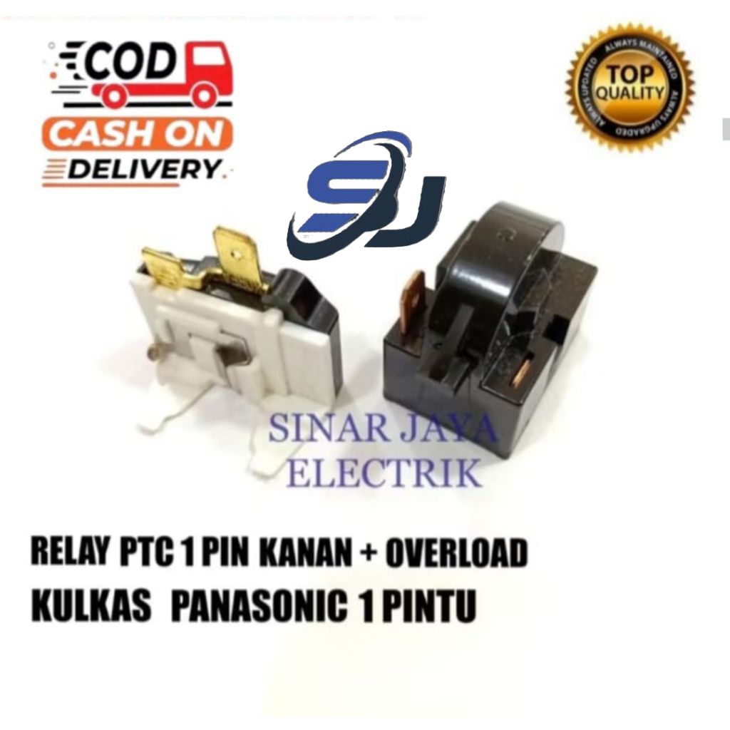 RELAY PTC 1 PIN KANAN + OVERLOAD KULKAS PANASONIC 1 PINTU