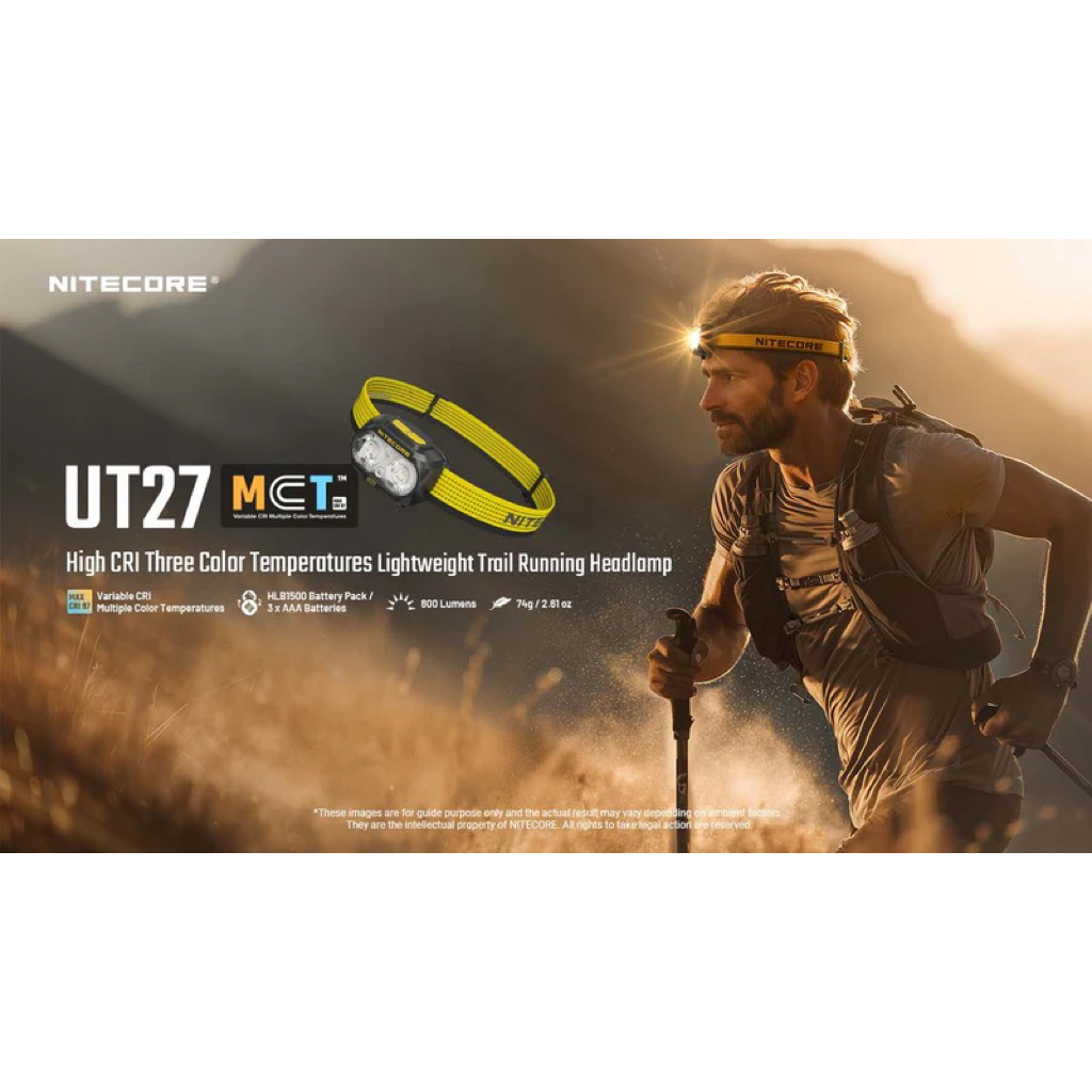 Nitecore UT27 MCT 800 Lumens High CRI Three Color Temperatures Lightweight Trail Running Headlamp