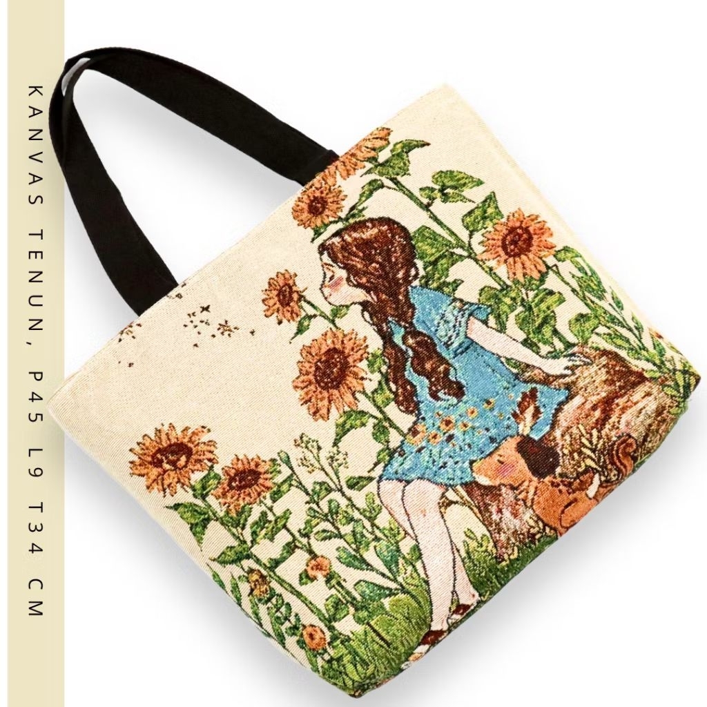 Totebag etnik burung hantu owl tas tenun gajah thailand tas murah tebal kanvas tas wanita cewek kerj