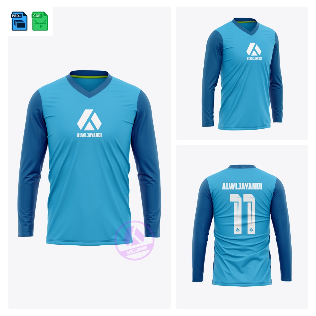 MOCKUP JERSEY VNECK LENGAN PANJANG // PS CDR