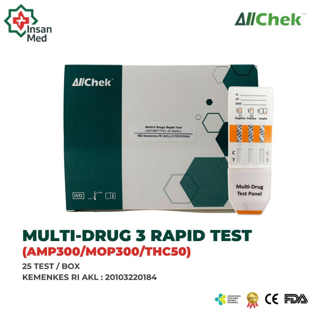 Alat Tes Urine Narkoba 3 Parameter – Allchek Isi 25