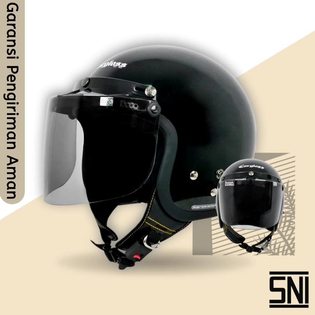 HELM CARGLOSS PREMIUM + KACA DATAR INJAK SNI