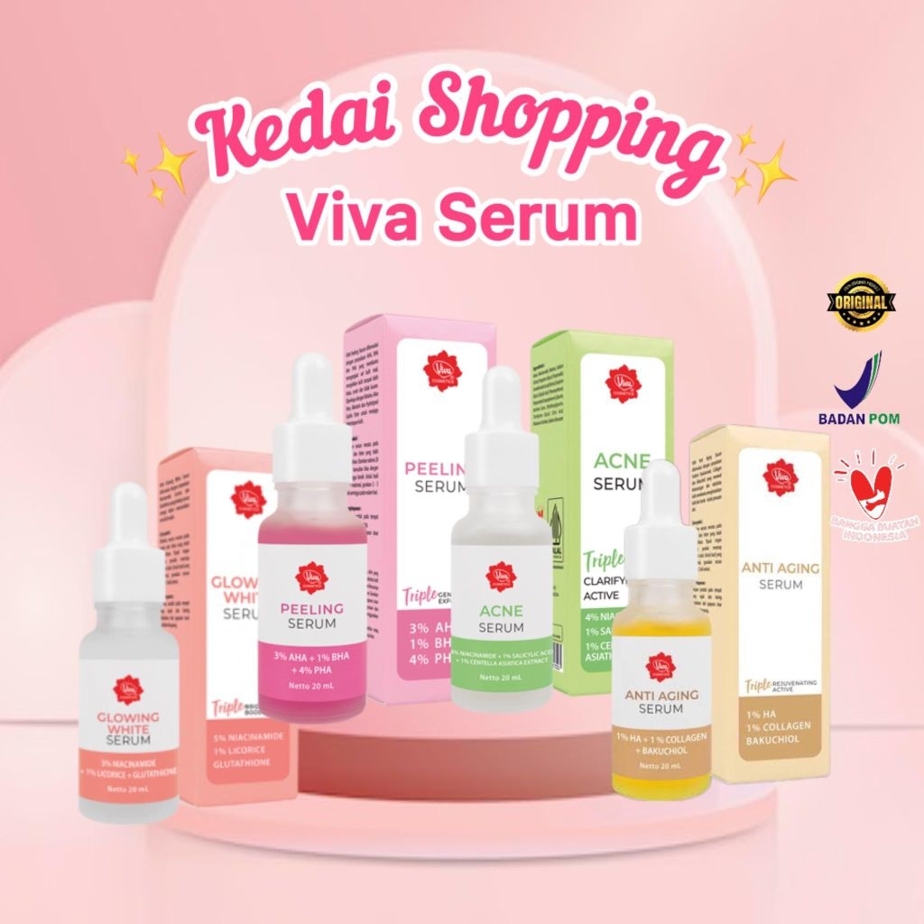 Viva Face Serum | Viva Serum Wajah Mencerahkan Viva Serum Anti Acne | Viva Serum Peeling Exfoliasi |