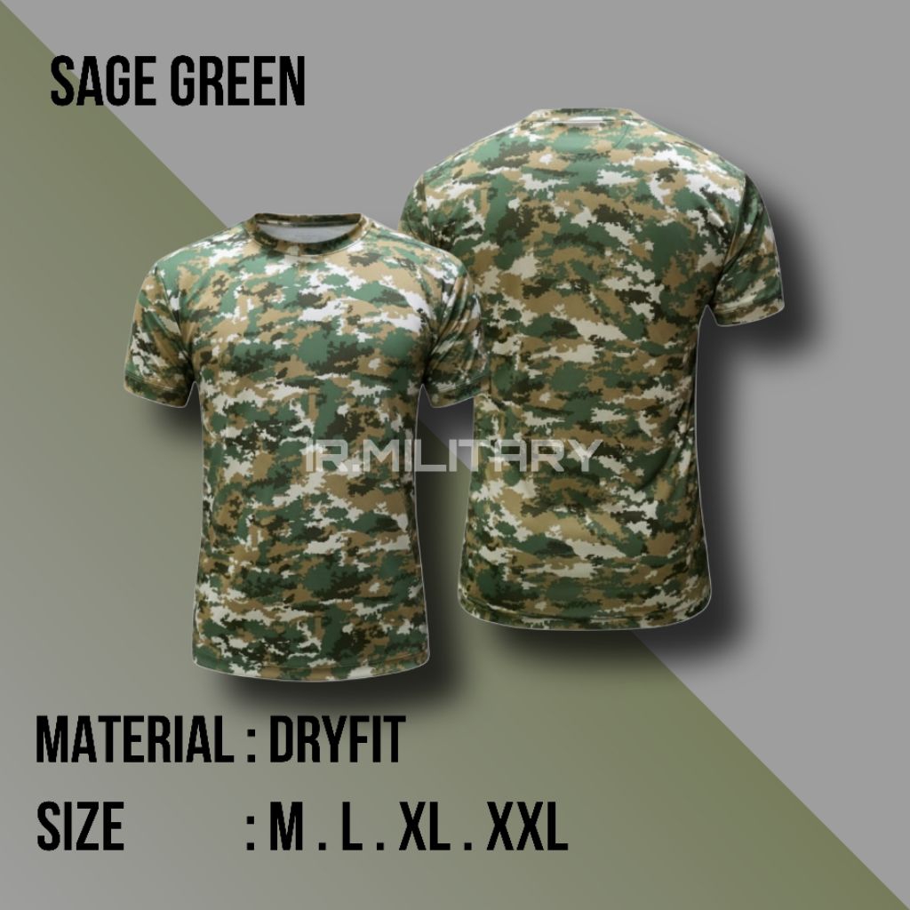 kaos Jersey loreng sage green terbaru bahan Jersey dryfit