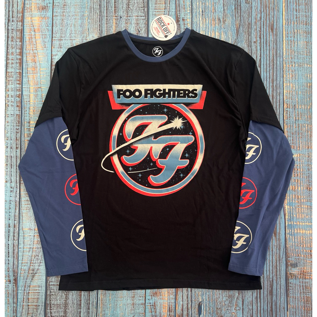 Kaos T-Shirt Layered Long Sleeve Band Foo Fighters - Comet Official Merchandise