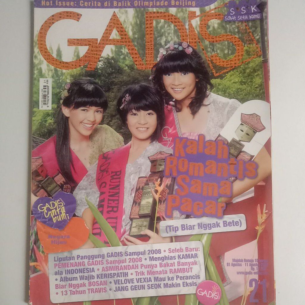 Majalah Gadis Tahun 2008 Cover Kemenangan Anindya Kusuma Putri CS